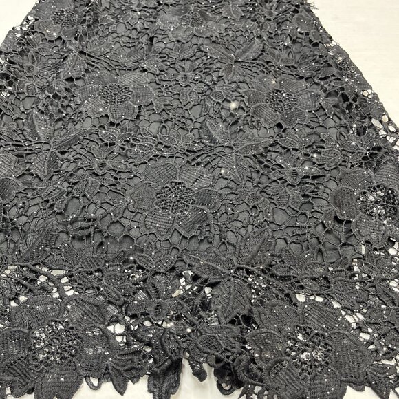 Robbie Bee Dress Womens M Black Lace Overlay Lined Midi Metallic Event Cocktail - Picture 8 of 13